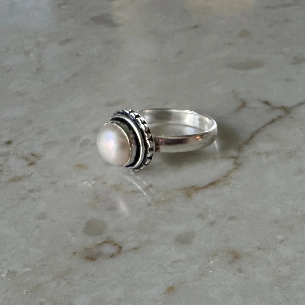 NWOT Sundance Snowy Afternoon Ring, Pearl, Sterling Silver